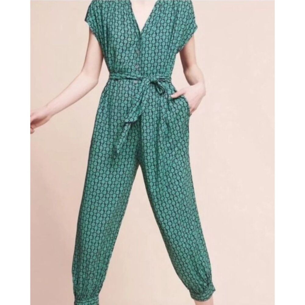 ANTHROPOLOGIE MAEVE Geoscope Cropped Harem Jumpsuit, Sz XS